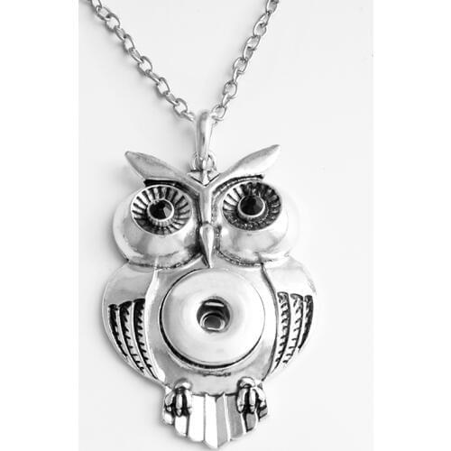 Ancient silver OWL snap button jewelry newest pendant Necklace (fit 18mm 20MM snap) NK1055