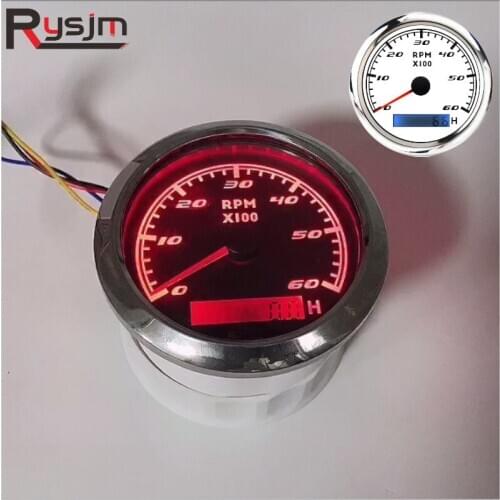 85mm Marine Tacho Meter with LCD Hourmeter 3000,4000,6000,7000,8000RPM Car Boat Tachometer With Red Backlight 12V/24V