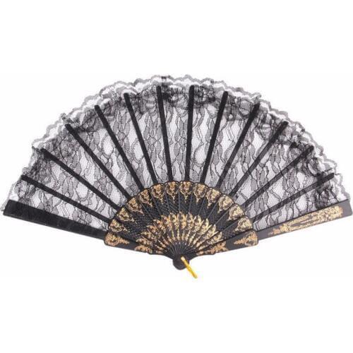 Women Girl Dancing Fans Flower Floral Fabric Lace Folding Hand Fan Wedding Party Decor Event & Party Supplies