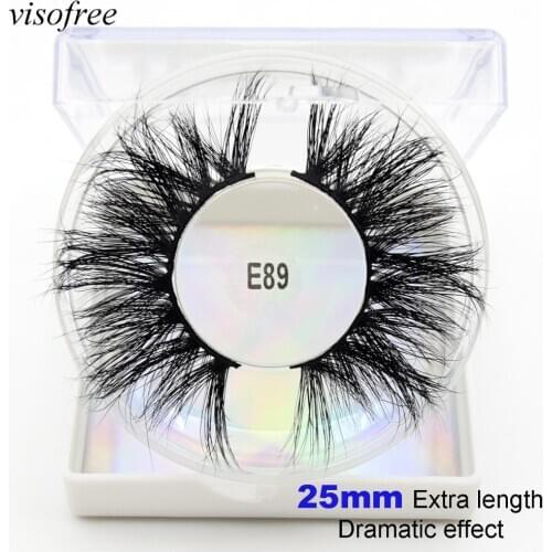 Visofree 5D Mink Hair False Eyelashes 25mm Long Lashes Extension Natural Thick Eyelash Handmade Eye Makeup Tools E89