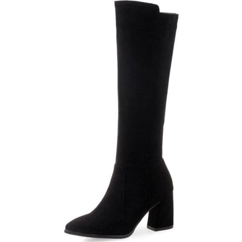 Big Size 9 10 11-16 thigh high boots knee high boots over the knee boots women ladies boots Side zipper suede finish