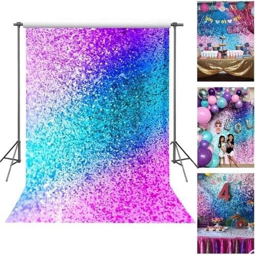 Glitter Rainbow Colorful Photography Backdrop Photo Studio Sequin Wedding Party Portrait Background Makeup Photo Video Props