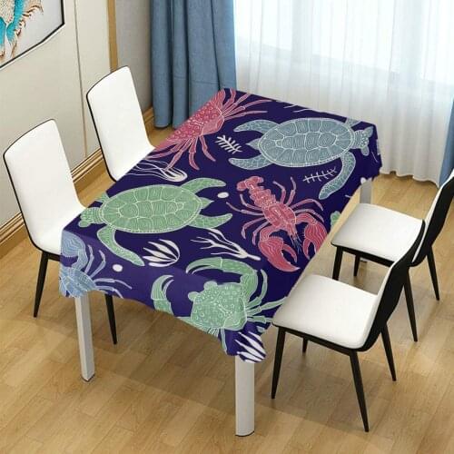 Funny Turtle Crayfish Pattern Rectangle Tablecloth Wedding Party Dining Room Picnic Kitchen Washable Table Cover