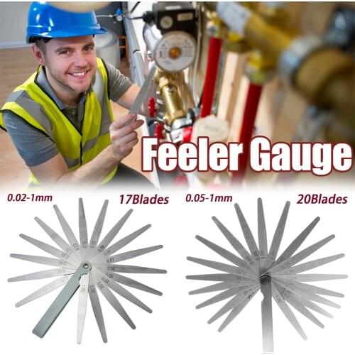 1 Set 17/20 Blades 0.02-1.00MM Metric Feeler Gauge For Clearance Measurements For Feeler Gauge Valve Layout Use Drop Shipping