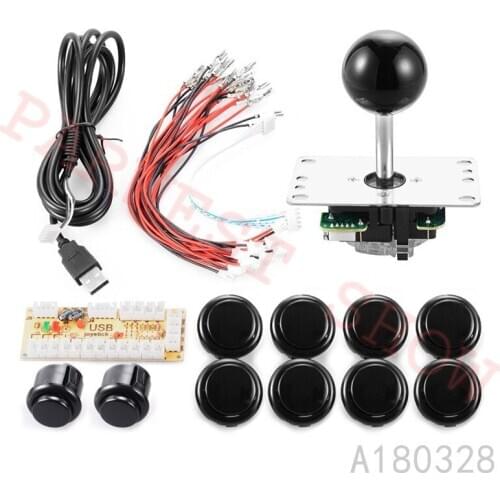 1 player Arcade Joystick DIY Kit Zero Delay USB Encoder PC Sanwa Joystick+8pcs Arcade Button for Mame Jamma with Wire Harness