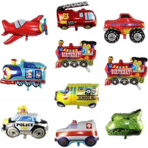 1pc Car Aluminum Foil Balloon Transportation Tank Car Train Children Birthday Toy Party Decoration Aluminum Foil Balloons Globos