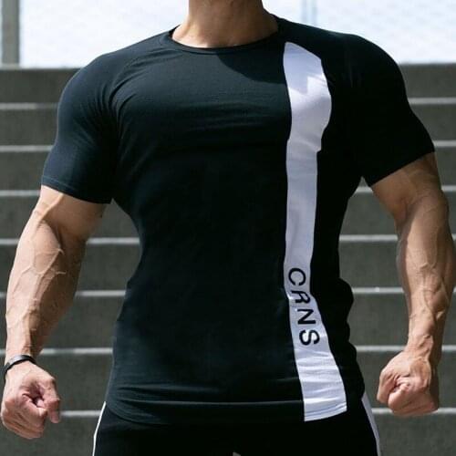 2020 Summer Fashion Mens Short Sleeve T-Shirts Bodybuilding and Fitness Mens Gyms Clothing Workout Cotton T-Shirt Men