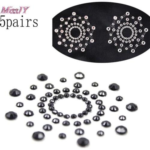 5Pairs Self Adhesive Sexy Products Nipple Cover Stickers Chest Pastie Breast Bras Rhinestone Nipple Accessories Padding