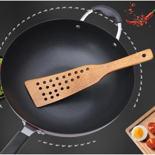 Non-stick Turner Multifunctional Household Wooden Spatula Pancake Cooking Shovel Slotted Turner Kitchen Tools