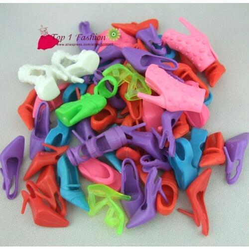 Free shipping 10pcs/set mixed model mixed color fashion heels sandals shoes for barbie doll