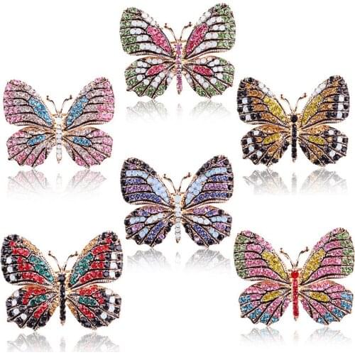 Butterfly Brooch For Women Colorful Rhinestone Badge Fashion Wedding Jewelry Starfish Lapel Pin For Dress Hat Suit Decorations