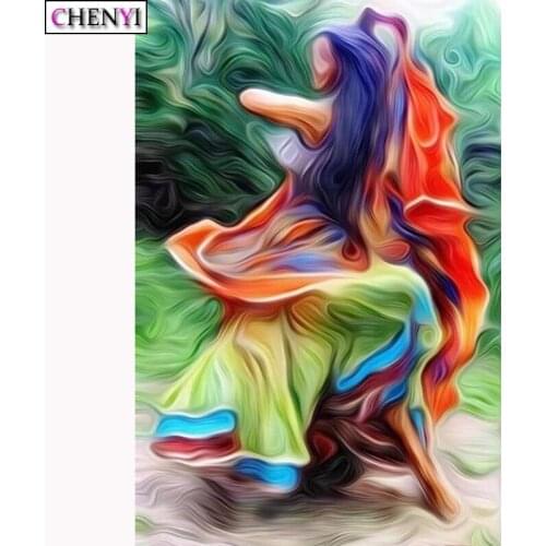 CHENYI DIY Diamond Painting Girl Dance Cross Stitch Needlework Crystal Rhinestone Mosaic Diamond Embroidery Abstract Art Decor