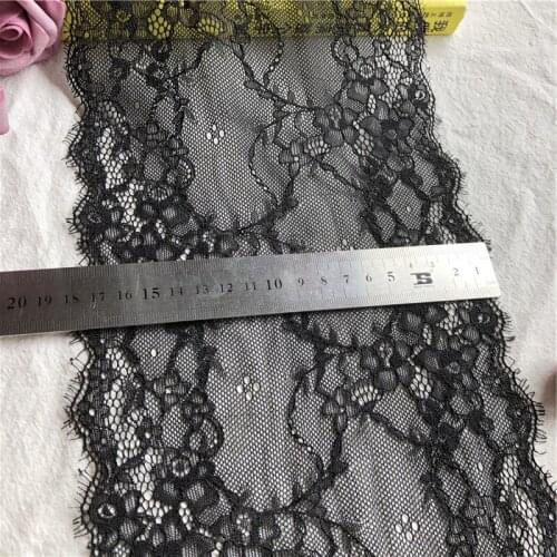 Black Eyelash Lace Fabric E1159 Trims DIY Sewing Garment Ribbon Handmade Material 18cm