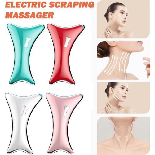 Electric Scraping Massager Heating LED Photon Therapy V Face Lifting Neck Skin Rejuvenation Guasha Scraper Oedema Remover