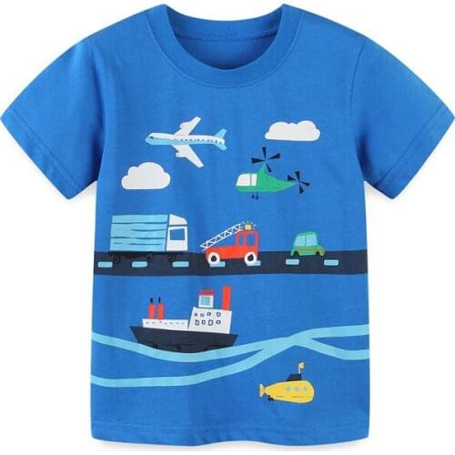 Boys T-Shirt Toddlers Short Sleeve Tees Tops Kids Cartoon Cars Airplane Printing Clothes Children Cotton T Shirt Casual Wear