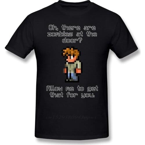 Terraria T Shirt Guide Likes Zombies T-Shirt Cute Print Tee Shirt Men Short-Sleeve Streetwear Cotton Tshirt