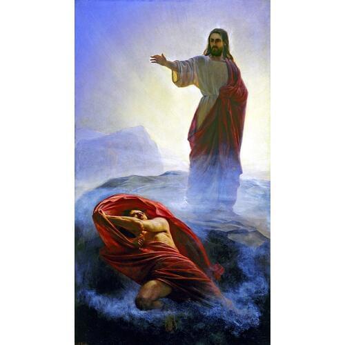 Christian Jesus decor art -Jesus Tempted from the Chapel at Frederiksborg Palace in Copenhagen print art painting on canvas