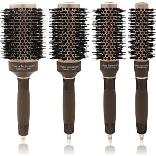 Ceramic Round Hair Brush Barber Professional Bristle Hair Brush For Women Hair Styling