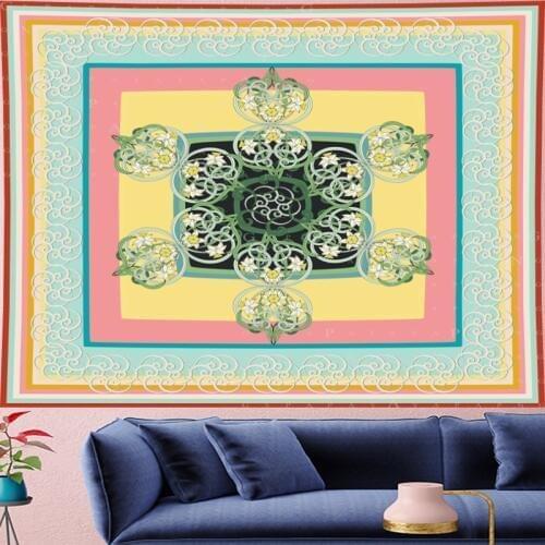Nordic Style Classical macrame goblen yellow Tapestry Vintage Style bohemian flower Wall Hanging Yoga Mat home decor Beach Mat