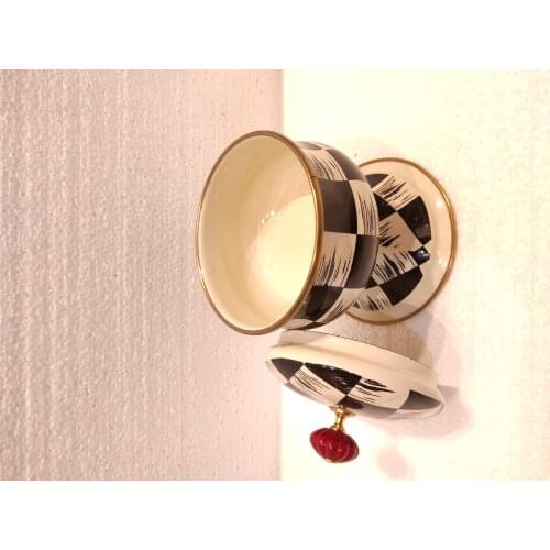 Checkered Flip Sugar Bowl Coffee Box Milk Powder can be placed