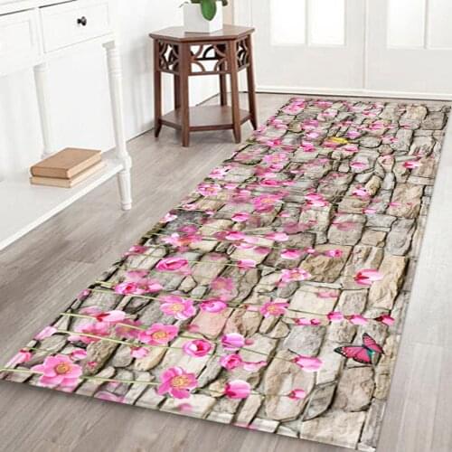 Stone&Flowers Pattern Door Mats Shoe Scraper Welcome Mat Washable Easy-dried