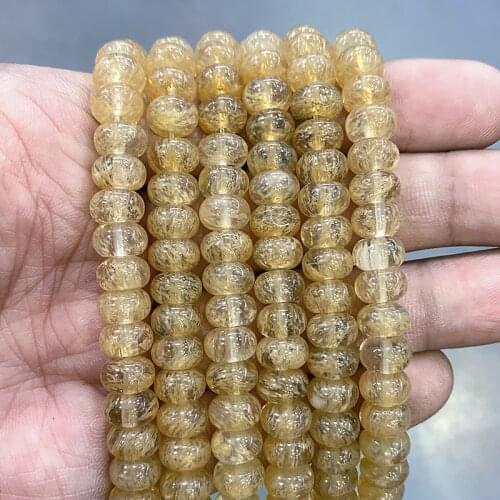 Golden Citrines Quartz Rondelle Loose Spacer Beads Natural Stone for Jewelry Making DIY Earrings Charms Bracelets 15'' 4/6/8mm