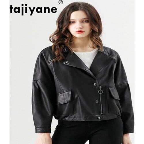 3xl Size Plus Real Genuine Leather Jacket Sheepskin Coat Korean Vintage Moto Female Coats Spring Autumn PY0208 WPY355