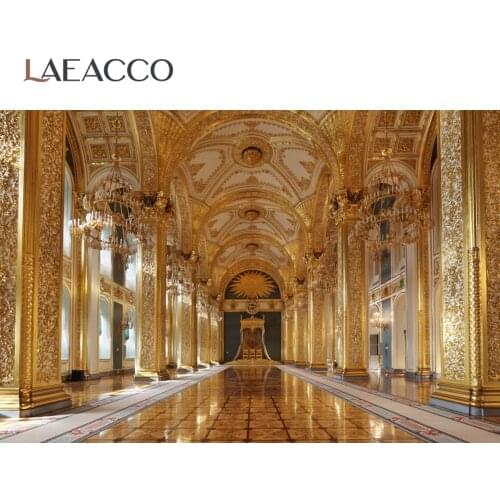 Laeacco Brilliant Dome Palace Chandelier Hallway Interior Photo Backgrounds Customized Photographic Backdrops For Photo Studio