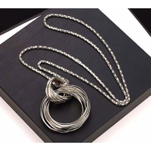 Hot New Fashion Long Sweater Chain Necklace Female Fashion Sweater Large Circle Decorative Accessories Lanyards Jewelry