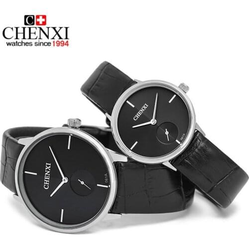 CHENXI Brand 2018 tops Simple Minimalism luxury silver leather strap Quartz wrist Watches for men women relogio masculino