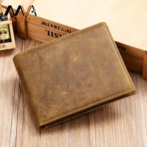 2021 new mens wallet leather retro mens short wallet photo anti-magnetic RFID coin purse tide