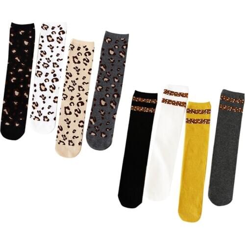 Leopard Print Striped Soft Leg Warmers Cotton Boys Girls Long Socks for Children 2-12Y Autumn Winter Baby Kids Knee High Socks