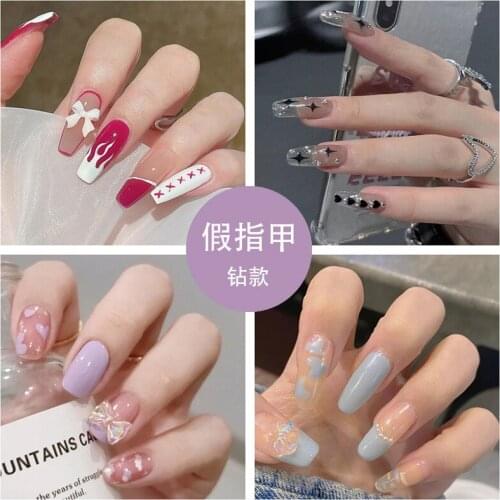 24pcs French Fake Nails Warm Tones False Nail Detachable Tips Nail Extension Manicure Art Press On Fake False Nails Beauty