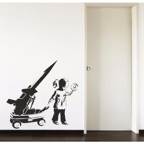 Banksy Wagon Girl Missile Lollypop Baby Room Bedroom Living Home Decal Removable Vinyl Art Wall Sticker Autocollant Mural B087