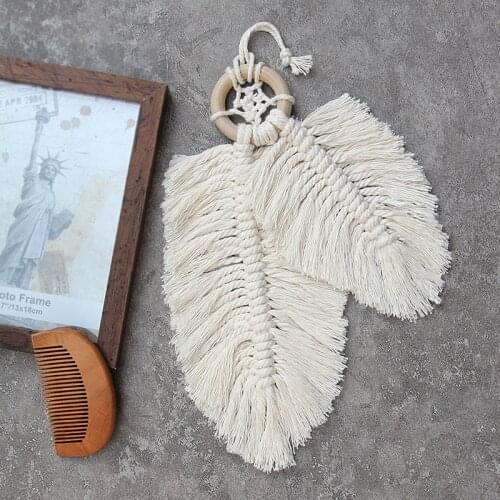 Bohemian Macrame Wall Hanging Handmade Feather Dreamcatcher Home Decoration Accessories Feathered Charm Car Wind Chimes Tapestry