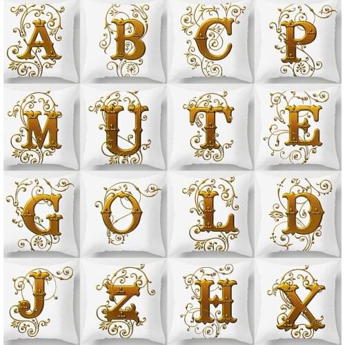 Cushion Cover 45*45 26 Letters Gold Style Printed Sofa Pillow Covers Cushions Pillow Case Polyester Pillowcases KD-0371