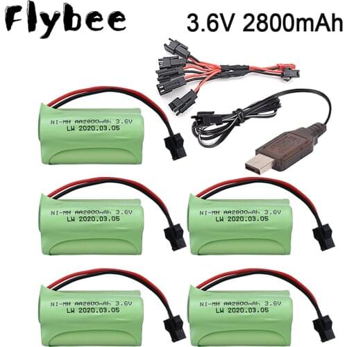 3.6v 2800mah NiMH Battery with charger For Rc toy Car Tanks Trains Robot Boat Gun Ni-MH AA 3.6 v 2800 mah Rechargeable Battery