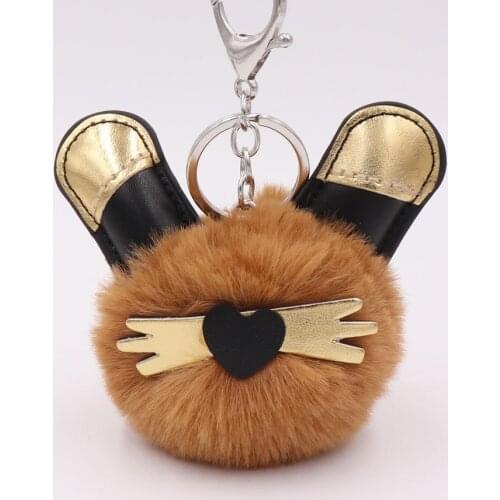 New Golden Ears Beard Cat Key Chains for Women Soft Hairball Cartoon Animal Plush Pendant Female Cute Lovely Keychain Accessory