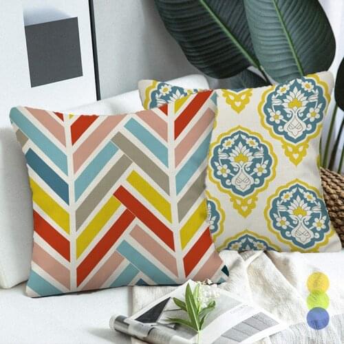 Single-sided Printing Decorative Cushion Cover Colorful Gepmetry Pattern Sofa Pillow Case Home Decoration for Living Room Bed