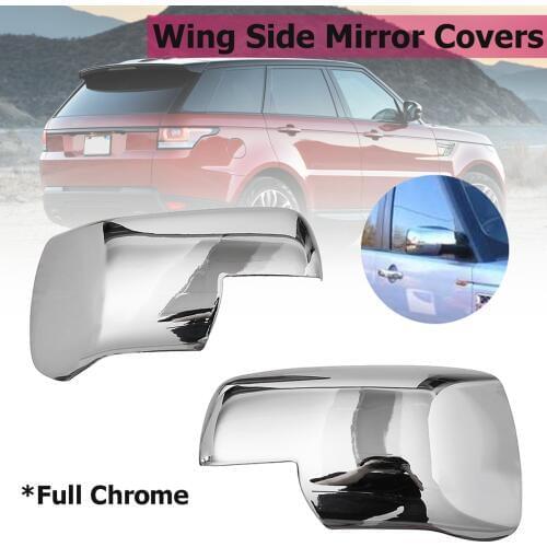 Pair Full Chrome Wing Side Mirror Covers Caps For Land Rover Discovery 3 Range Sport Freelander 2 2004 2005 2006 2007 2008 2009