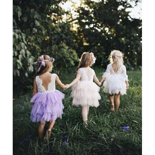 1-5Years Ruffles Angelbaby Flower Girl Dresses 2020 Soft Tulle Ball Gown Appliques Tutu Dresses Communion Baby Kids Clothing