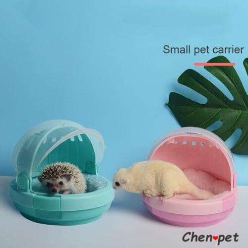 Pink Hamster Travel Cage Small Pet Carrier with Water Feeder for Guinea Pig Hedgehog Pet Bag Ferret Accessories