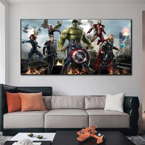 Marvel Art Canvas Paintings Superhero Captain America Posters and Nordic Print Wall Art Picture for Living Room Home Decoration