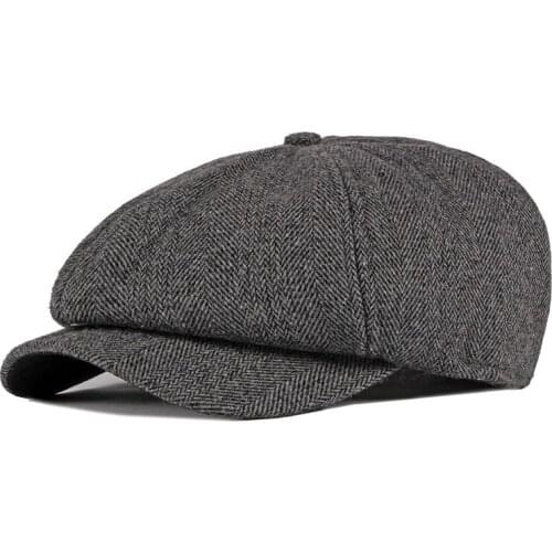 Wool Newsboy Caps Men Herringbone Flat Caps Gatsby Cap Woolen Golf Driving Hats Vintage Inspired Hat Winter Peaky Blinders CL152