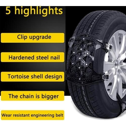 Snow Chains An-ti Slip Emergency Tire Chains With Upgrade Tpu Car Snow Chain Buckle Upgrade Hardened Steel Nails Car Accessories