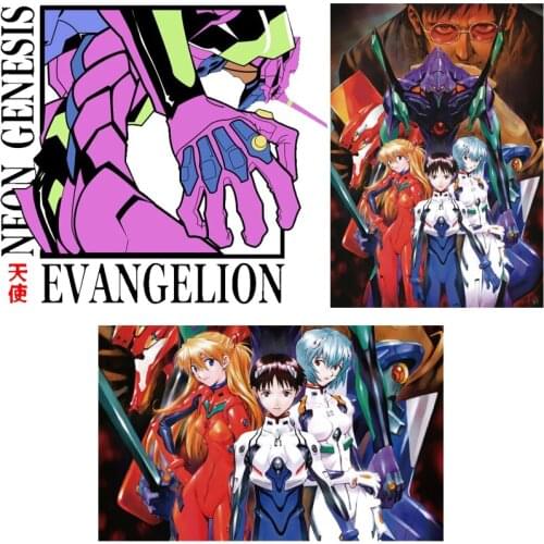 Anime Stickers Evangelion Thermal Patches on Clothes Fabric Iron-on Transfers for Clothing Thermoadhesive Patch Diy Applique