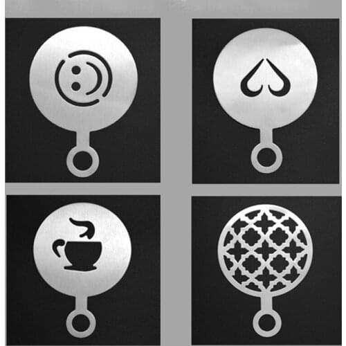 Stainless Steel Coffee Stencil Latte Cappuccino Decorating Stencils Cake Cookie Spray Paint Art Baking Mold Coffee Accessories