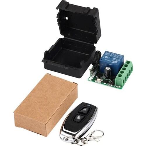 433MHz Universal Wireless Remote Control DC 12V 2CH Relay Receiver Module RF Switch 1 Button Remote Control Gate Garage