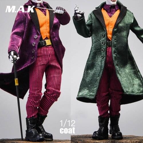 In stock TW1926 1/12 JOKER Clown style Windbreaker Coat Clothes Model for 6" Action Figure Body