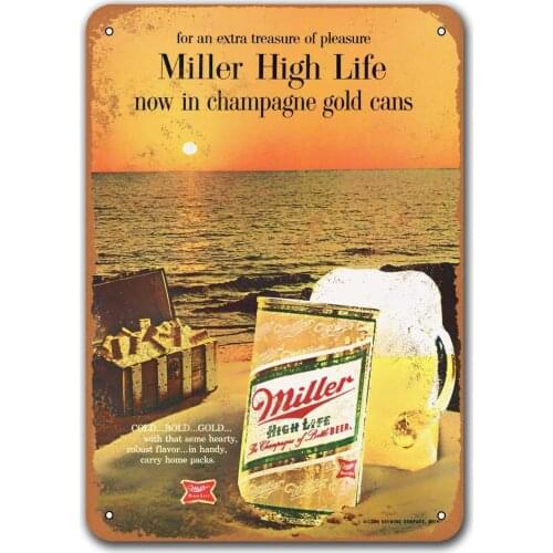 Vintage Metal Sign 1968 Miller High Life in Cans Bar Tin Signs, Sisoso Plaque Poster for Man cave Pub Wall Decor 12x16 inch